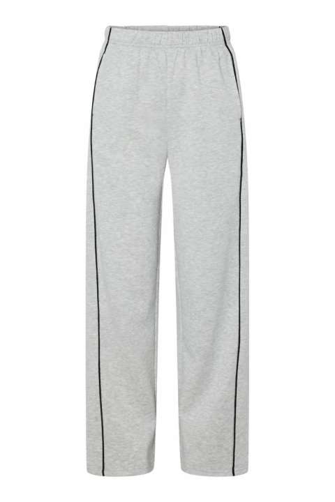 Priser på Pieces - Bukser - Pc Chilli Hw Wide Sweatpants - Light Grey Melange/Black Stripe