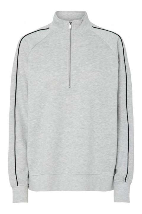 Priser på Pieces - Sweat - Pc Chilli Ls Halfzip Sweat - Light Grey Melange