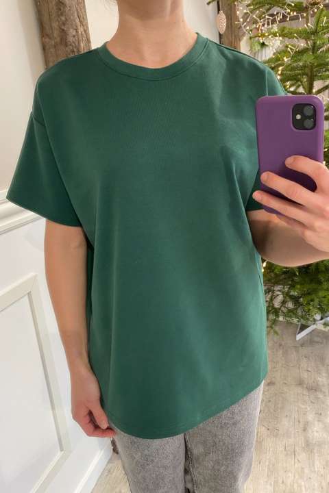 Priser på Pieces - T-shirt - Pc Skylar Ss Oversized Tee - Hunter Green