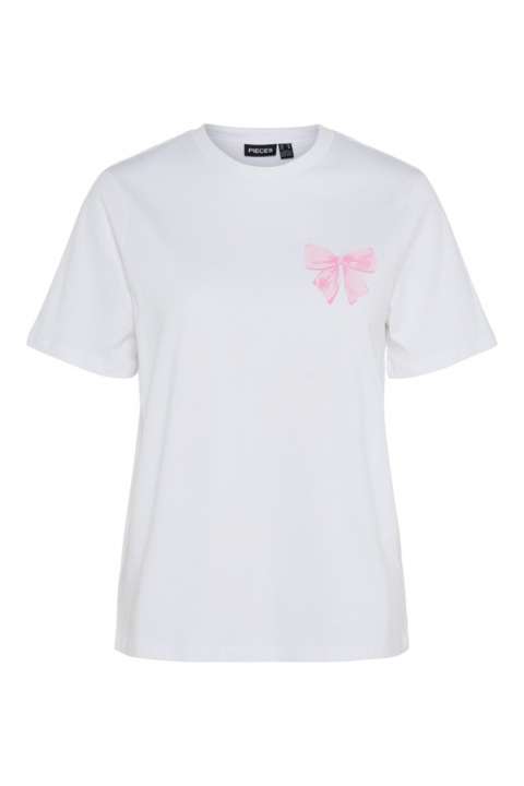 Priser på Pieces - T-shirt - Scarlett ss printed t-shirt - Bright White/Small Bow