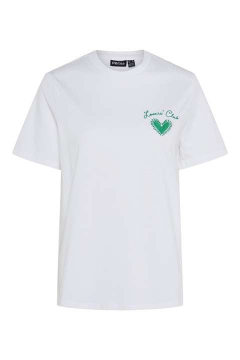 Priser på Pieces - T-shirt - Scarlett ss printed t-shirt - Bright White/Lovers Club