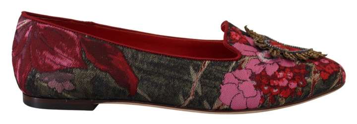 Priser på Dolce & Gabbana Multicolor Leather and Fabric Flats with Sacred Heart Patch