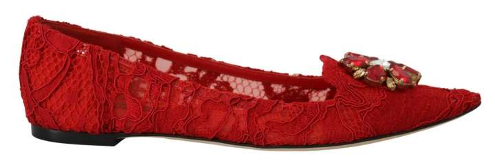 Priser på Dolce & Gabbana Red Crystal-Embellished Flats