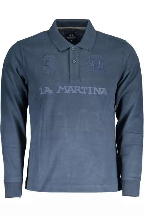 Priser på La Martina Blue Cotton Men Polo