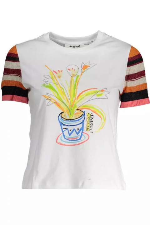 Priser på Desigual White Cotton Women T-Shirt