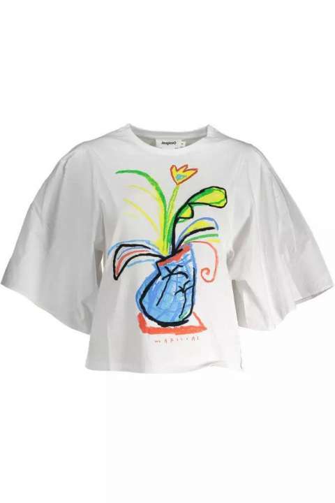 Priser på Desigual White Cotton Women T-Shirt