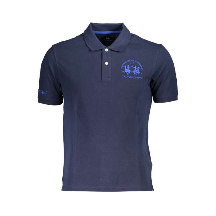 Priser på La Martina Blue Cotton Mens Polo Shirt