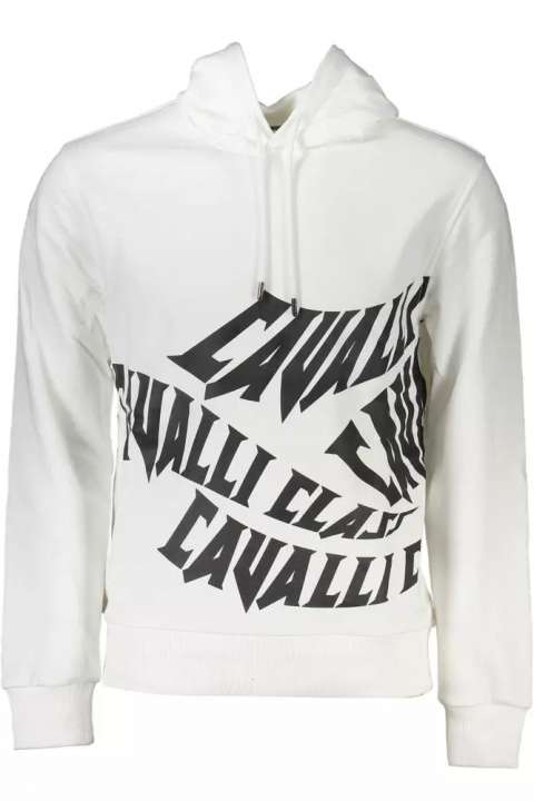 Priser på Cavalli Class White Cotton Men Sweatshirt