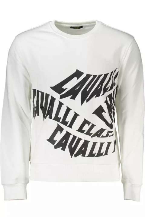 Priser på Cavalli Class White Cotton Men Sweater