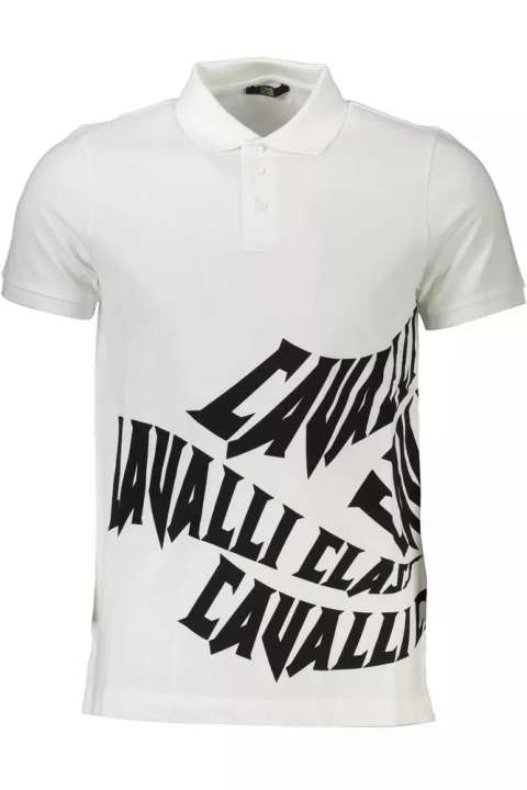 Priser på Cavalli Class White Cotton Men Polo