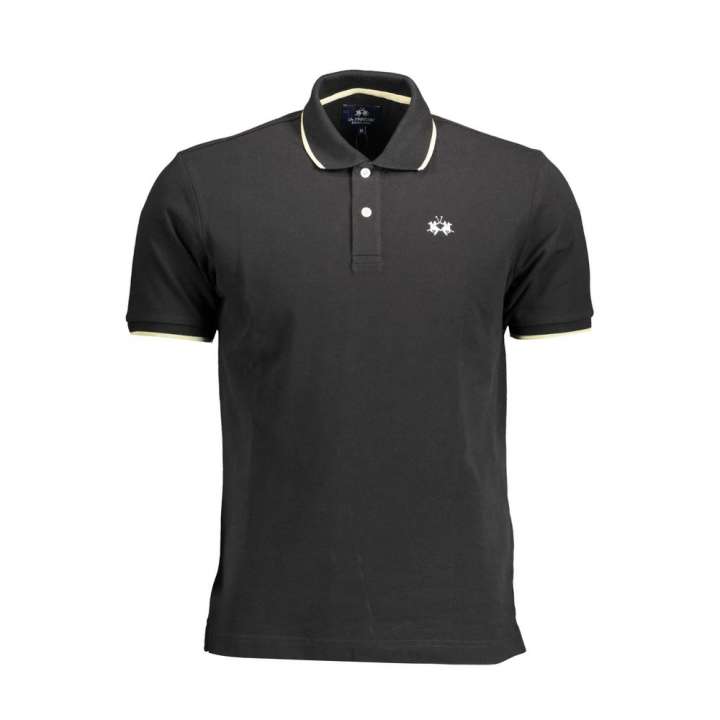 Priser på La Martina Black Cotton Men Polo Shirt