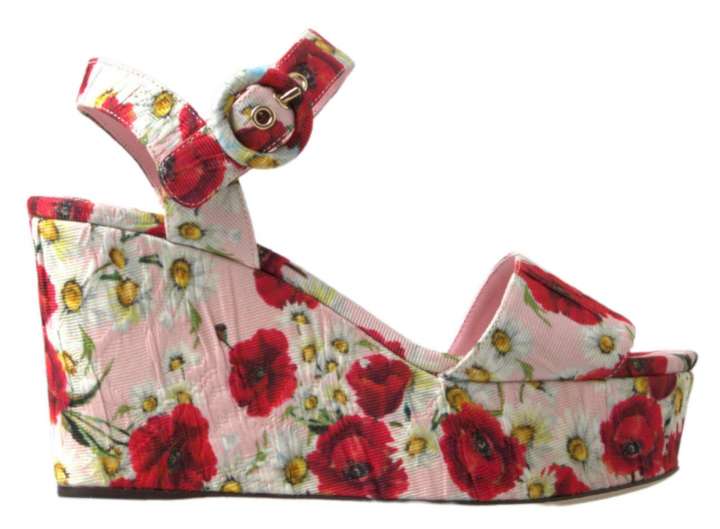 Priser på Dolce & Gabbana Floral Ankle Strap Wedge Sandals