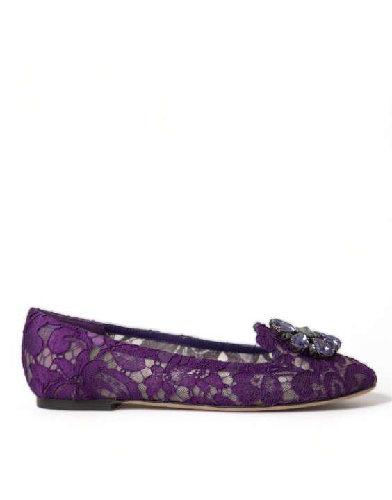 Priser på Dolce & Gabbana Elegant Floral Lace Vally Flat Shoes