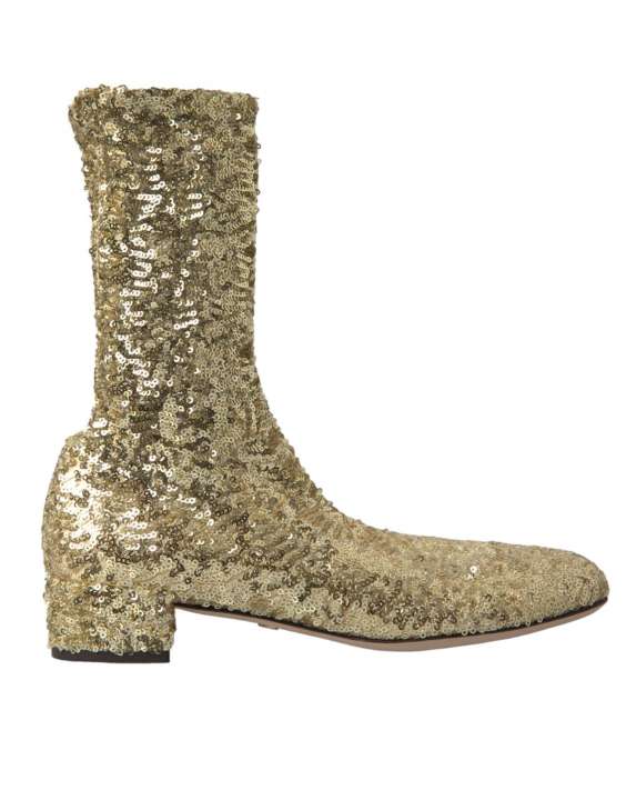 Priser på Dolce & Gabbana Elegant Mid Calf Gold Boots Exclusive Design