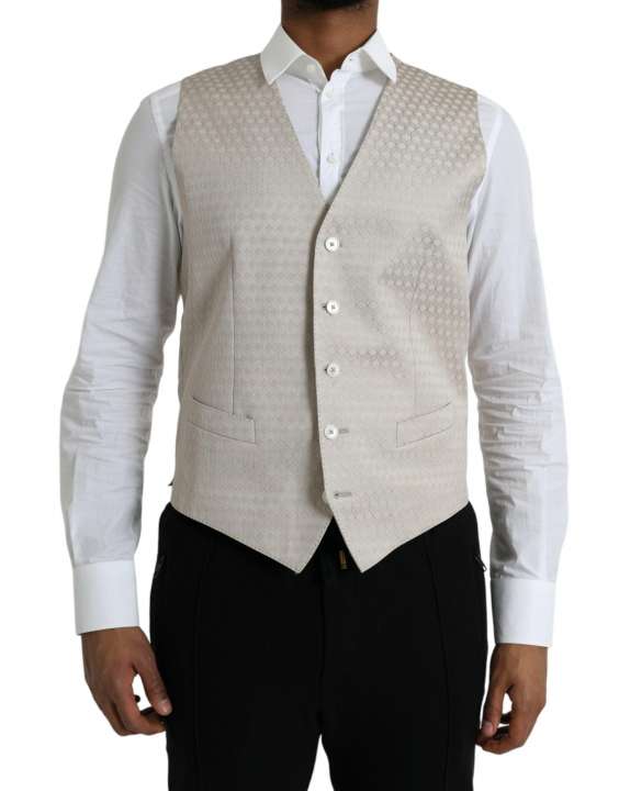 Priser på Dolce & Gabbana Off White Cotton Waistcoat Dress Formal Vest