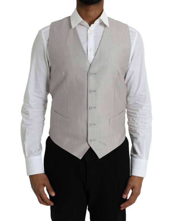 Priser på Dolce & Gabbana Light Gray Wool Formal Dress Waistcoat Vest