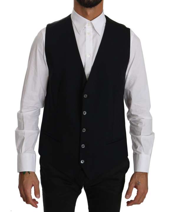 Priser på Dolce & Gabbana Sleek Black Cotton Blend Dress Vest