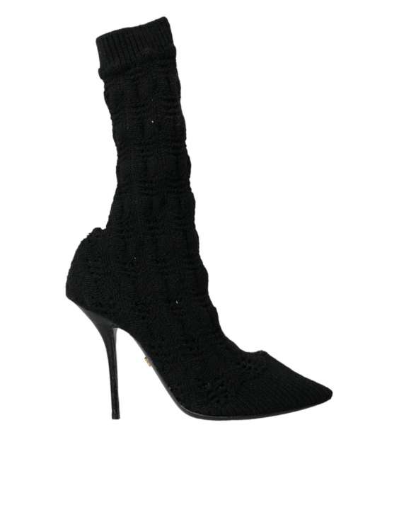 Priser på Dolce & Gabbana Black Stiletto Heels Mid Calf Boots Shoes