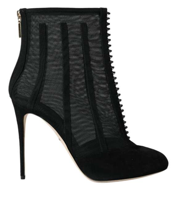 Priser på Dolce & Gabbana Black Mesh Stiletto Heels Ankle Boots Shoes