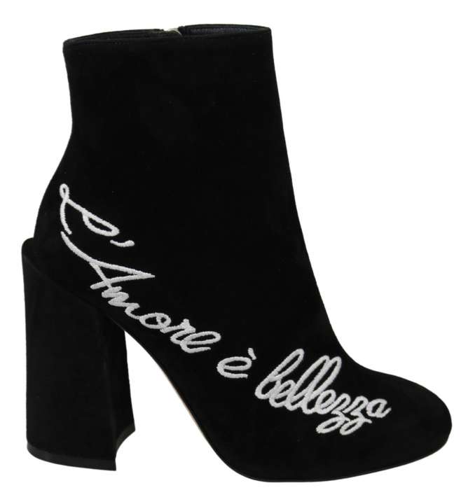 Priser på Dolce & Gabbana Embroidered Ankle Boots in Lambskin Suede