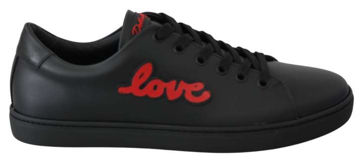 Priser på Dolce & Gabbana Elegant Leather Sneakers with Red Accents