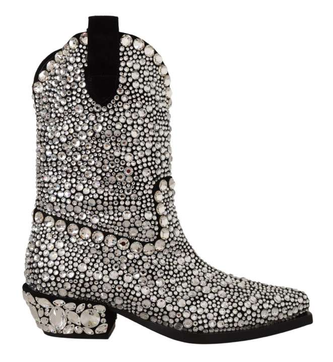 Priser på Dolce & Gabbana Crystal-Embellished Black Suede Boots