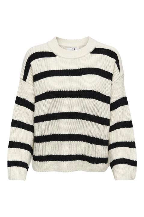 Priser på JDY - Strik - JDY JustyL/S Stripe Pullover - Eggnog/Black