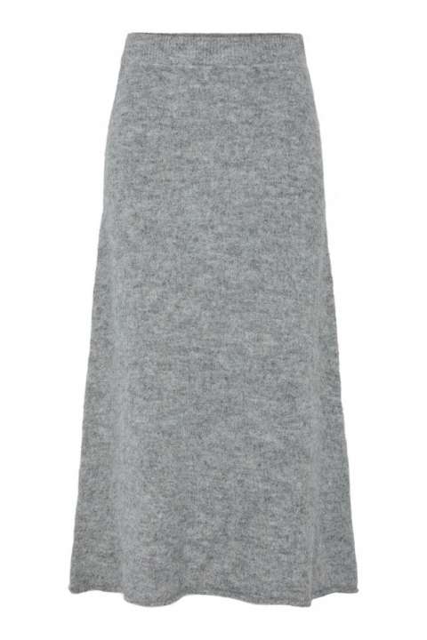 Priser på Pieces - Nederdel - Pc Pam Hw Ank Knit Skirt - Dark Grey Melange