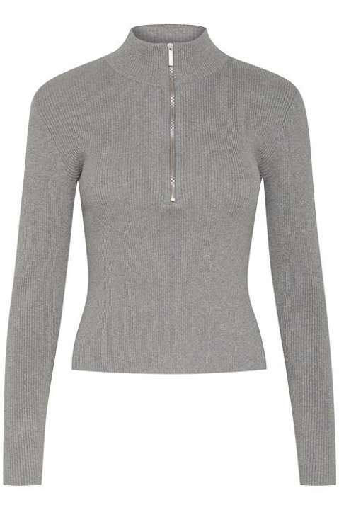 Priser på Gestuz - Bluse - YasmiaGZ Zipper Pullover - Grey Melange