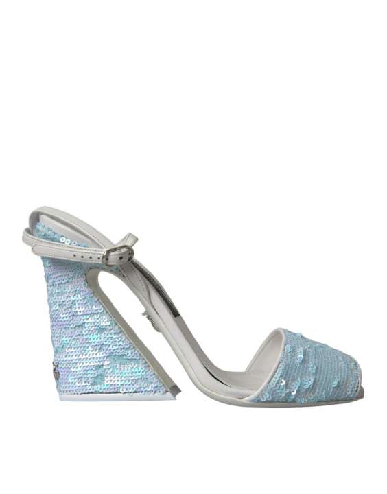 Priser på Dolce & Gabbana Light Blue Sequin Ankle Strap Sandals Shoes