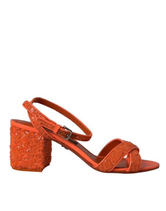 Priser på Dolce & Gabbana Orange Sequin Ankle Strap Sandals Shoes