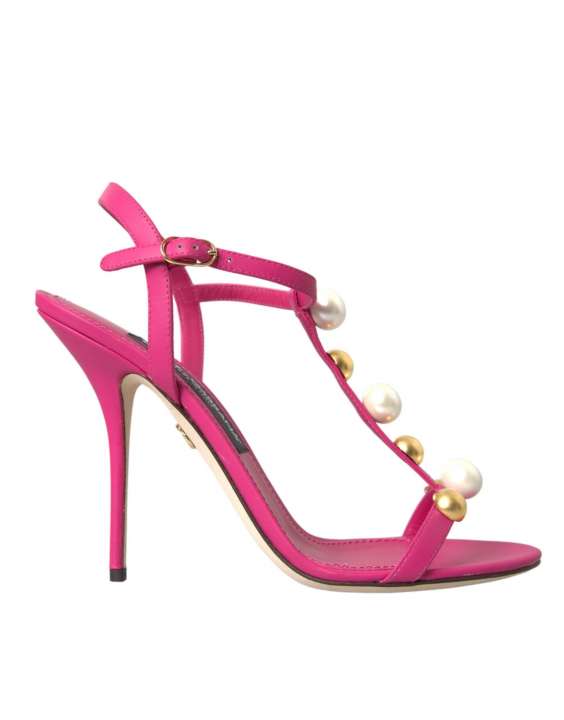 Priser på Dolce & Gabbana Pink Embellished Leather Sandals Heels Shoes