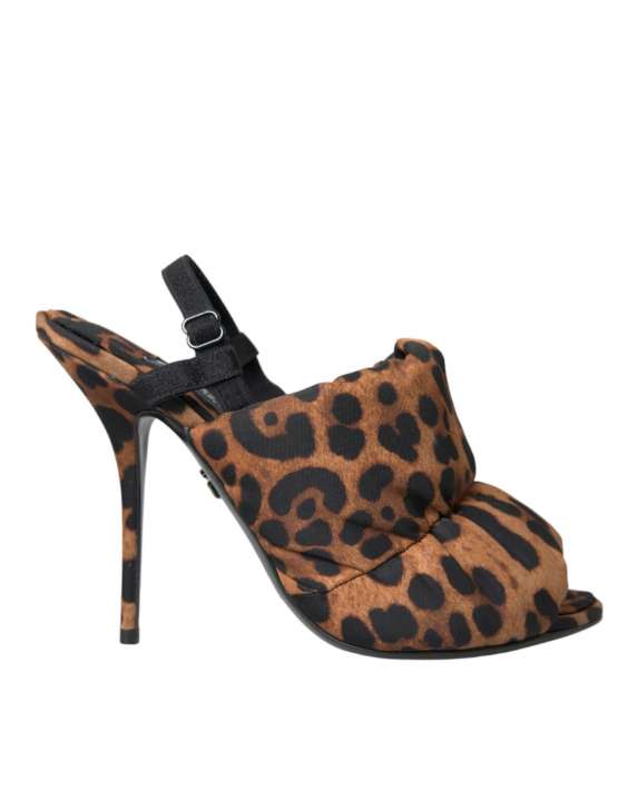 Priser på Dolce & Gabbana Brown Leopard Slingback Heels Sandals Shoes