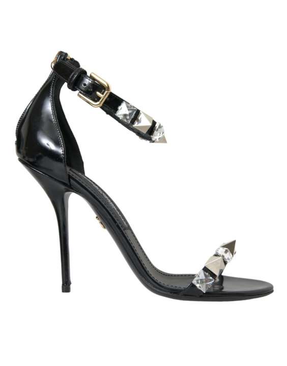 Priser på Dolce & Gabbana Black Crystals Sandals Ankle Strap Shoes