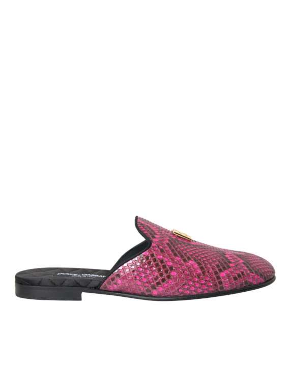 Priser på Dolce & Gabbana Fuchsia Python Logo Mule Flat Sandals Shoes