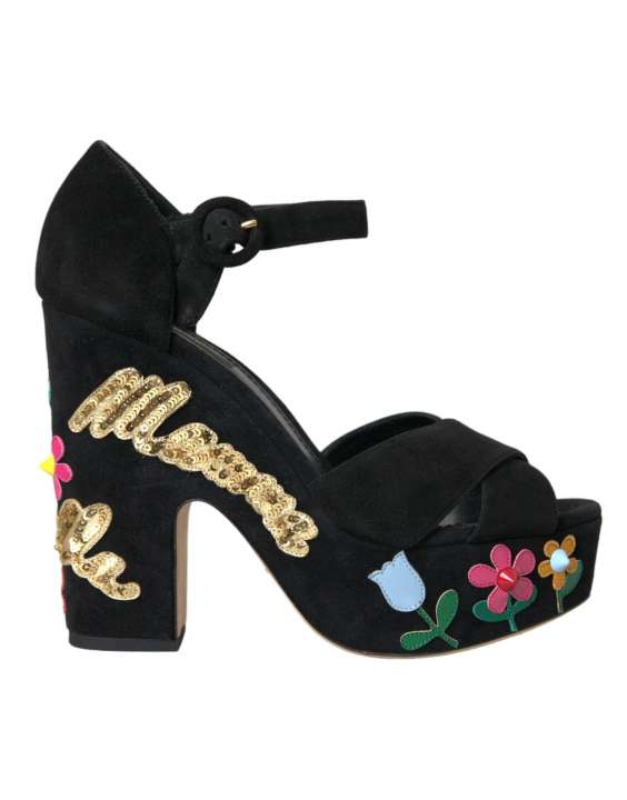 Priser på Dolce & Gabbana Black Suede Ankle Strap Heels Sandals Shoes