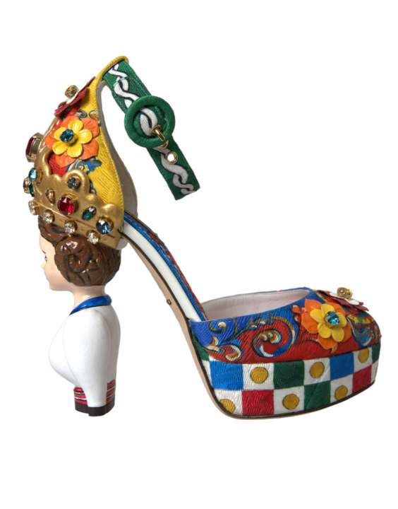 Priser på Dolce & Gabbana Multicolor Carretto Embellished Sandals Shoes