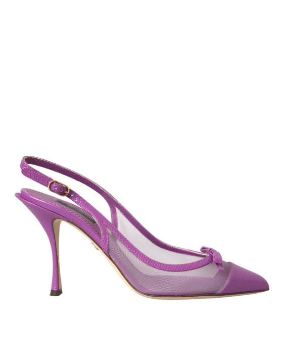 Priser på Dolce & Gabbana Purple Leather Mesh High Heels Slingback Shoes