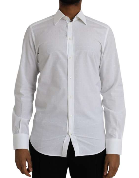 Priser på Dolce & Gabbana White Logo Cotton Men Dress GOLD Shirt