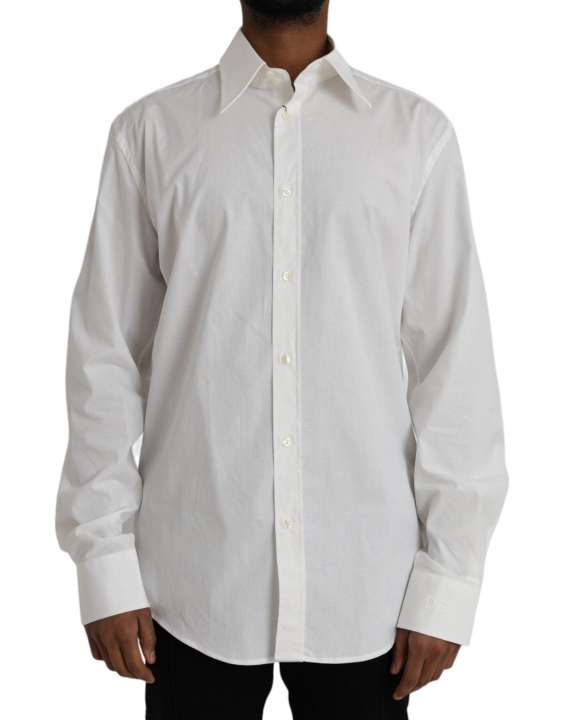 Priser på Dolce & Gabbana White Cotton Dress Slim Fit GOLD Shirt