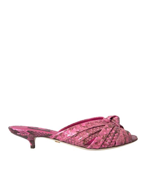 Priser på Dolce & Gabbana Pink Exotic Leather Kitten Heels Slides Shoes