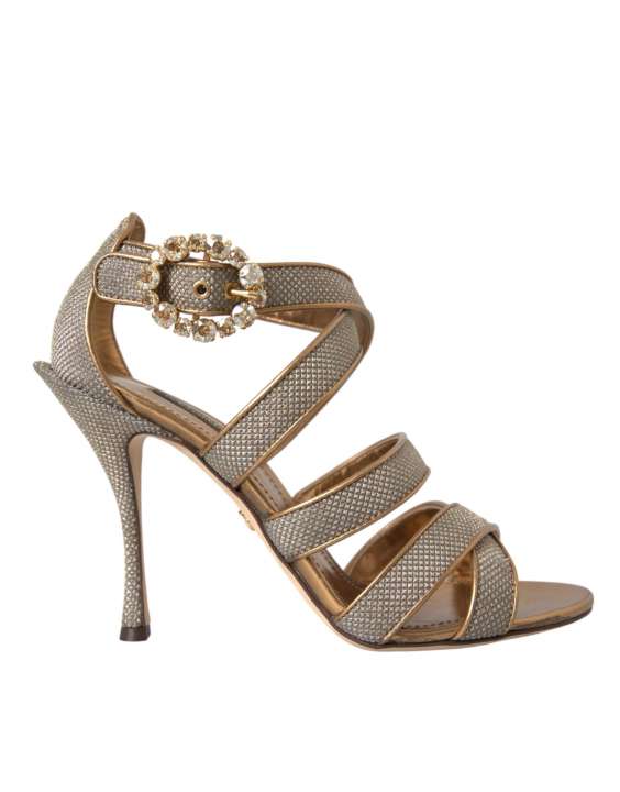 Priser på Dolce & Gabbana Bronze Crystal Strap Heels Sandals Shoes