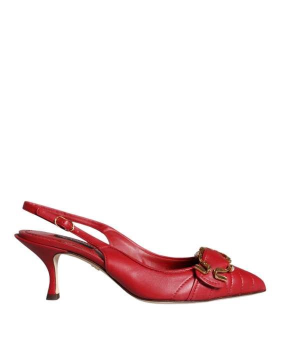 Priser på Dolce & Gabbana Red Devotion Leather Heels Slingback Shoes