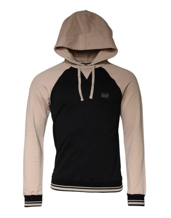 Priser på Dolce & Gabbana Black Beige Hooded Men Sweatshirt Sweater