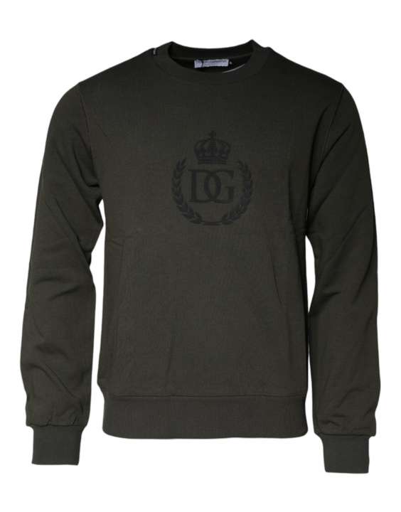 Priser på Dolce & Gabbana Army Green Crown Cotton Sweatshirt Sweater