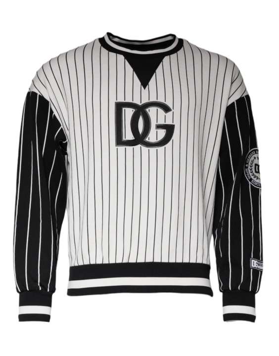 Priser på Dolce & Gabbana Black White Stripes Logo Sweatshirt Sweater