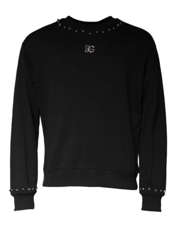 Priser på Dolce & Gabbana Black Logo Stud Pullover Sweatshirt Sweater