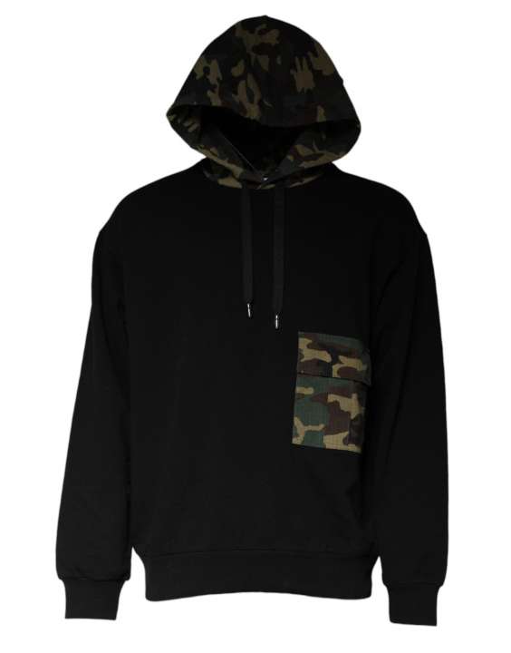 Priser på Dolce & Gabbana Black Camouflage Hooded Sweatshirt Sweater