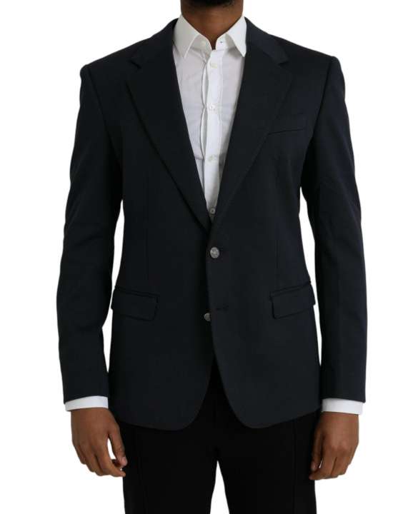 Priser på Dolce & Gabbana Dark Blue Cotton Single Breasted Coat Blazer