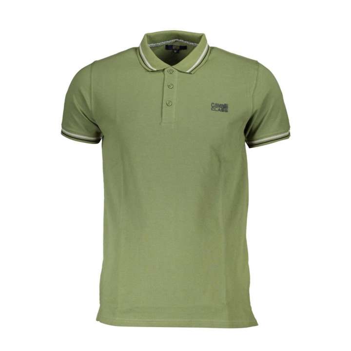 Priser på Cavalli Class Green Cotton Polo Shirt